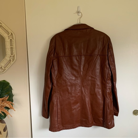 Vintage Brown Leather Blazer - Picture 4 of 5